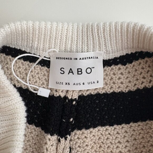 SABO Quinn Stripe Crochet Shorts (Size 2) 100% Cotton Knit High Rise Semi Sheer - Picture 8 of 9